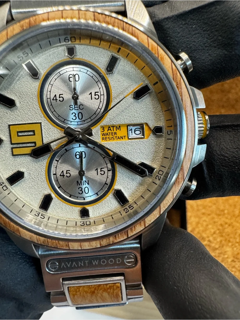 Avantwood Men's Silver and Gold Chronograph Watch - Elevate Your Style